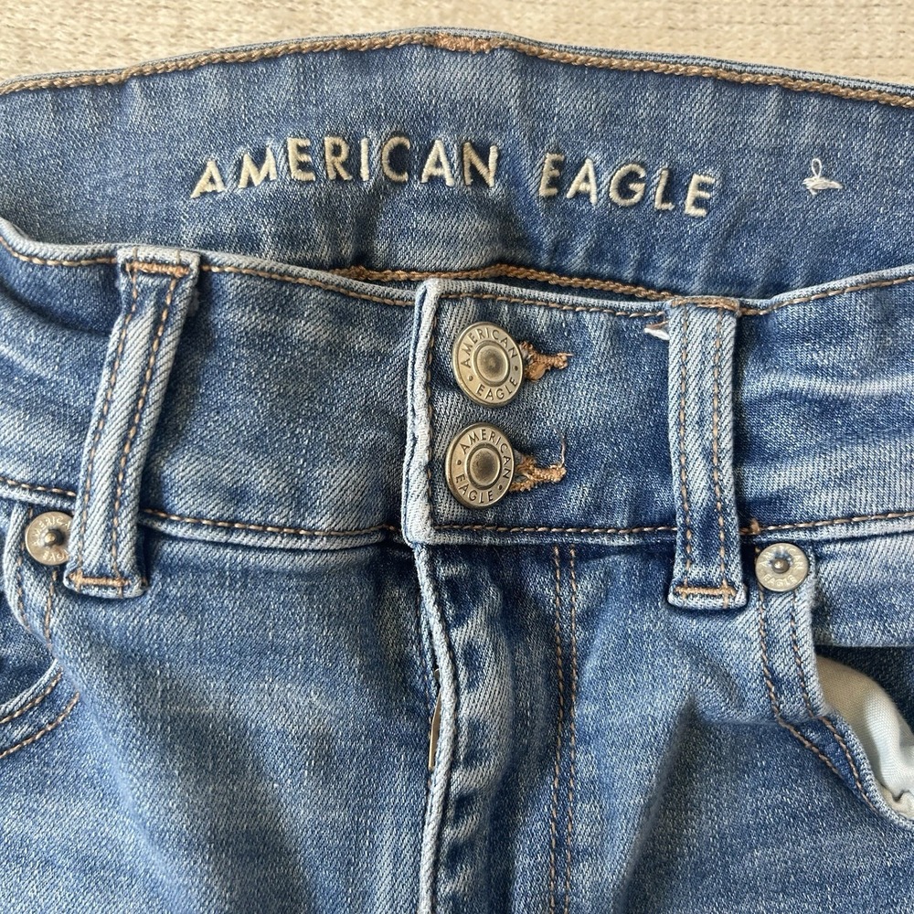 American Eagle Jeans Sz 6S Blue High Rise Artist Flare Stretch Denim 28x28.5 - Picture 5 of 16